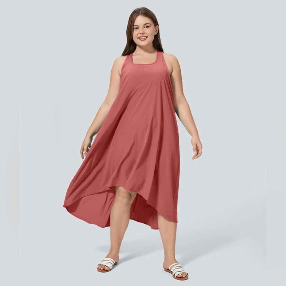 Halara Breezeful RacerPocket High Low Flowy Midi Quick Dry Plus Size Dress 2X - Picture 5 of 12